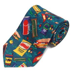 ON THE RUN Awesome Foodie Junk Food Snacks Soda Ice Cream Hot Dog Men's Neck Tie